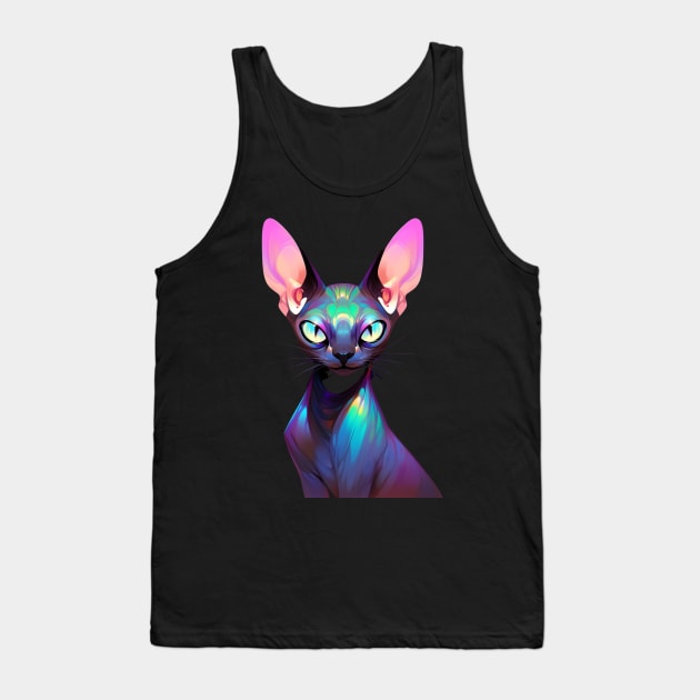 Iridescence Blue Sphynx Cat Tank Top by I'm Feeling Great!